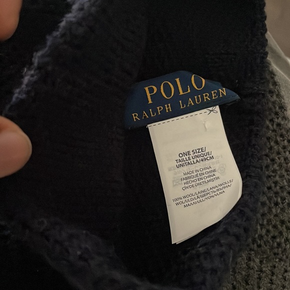 Polo by Ralph knitted Navy Blue beanie with classic pony. - Picture 3 of 4